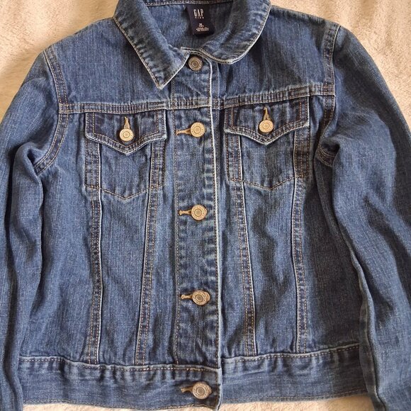 GAP Kids Vintage Girl's Size 8 Medium Wash Button Up Denim Jean Jacket - Picture 2 of 8